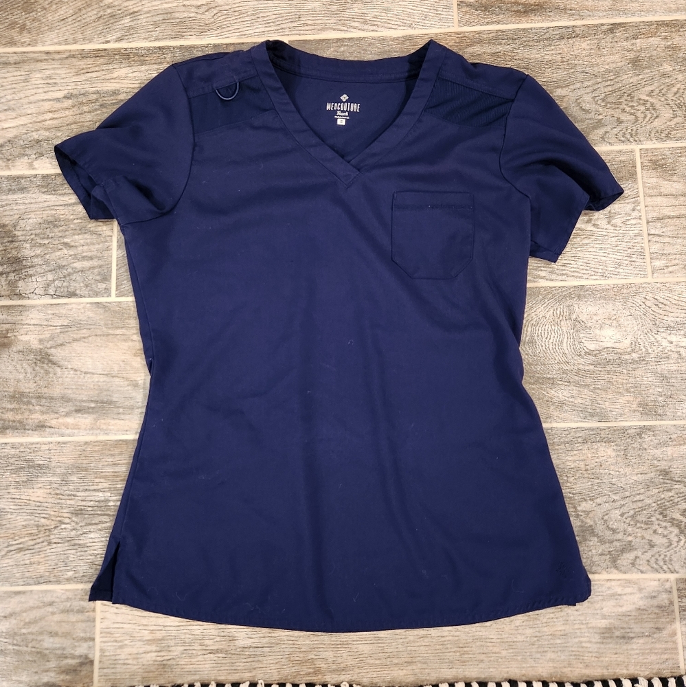 Med Couture Scrub Set, Navy, Small Top, PETITE Small Bottom